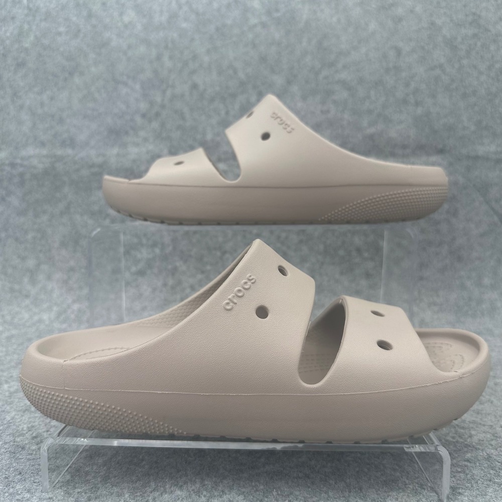Crocs Classic Sandal Womens 7 Mens 5 Two Strap Slide Taupe Brown Shoes 209403